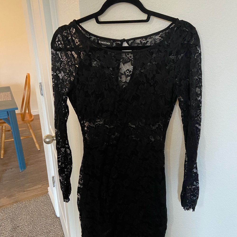 Bebe bodycon black lace dress